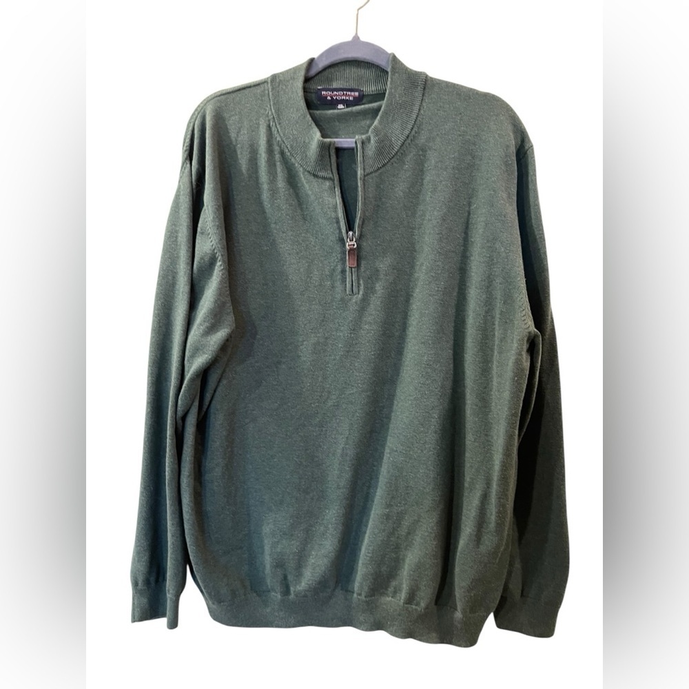 Roundtree & Yorke Mens Green 1/4 Zip Long Sleeve Pullover Sweater Shirt Size XXL